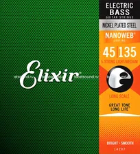 ELIXIR 14207 NanoWeb струны для 5-струнной бас-гитары, 45-135