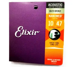 Elixir Nanoweb 10-47 11002 - струны для акустической гитары