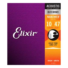 Elixir 10-47 Nanoweb Extra Light Bronze 80/20 11002